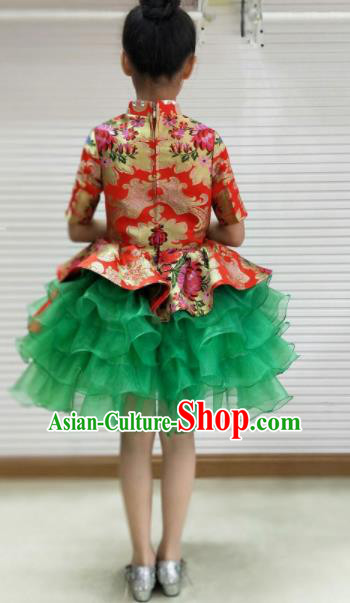 Traditional Chinese Folk Dance Spring Festival Fan Dance Dress Yangko Dance Stage Show Costume for Kids