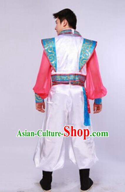 Traditional Chinese Mongol Nationality White Clothing Ethnic Minority Folk Dance Costume for Men