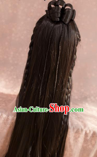 Traditional Chinese Ming Dynasty Taoist Nun Wigs Cosplay Ancient Goddess Female Swordsman Chignon for Women