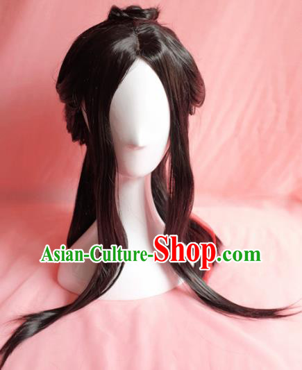 Traditional Chinese Han Dynasty Young Lady Wigs Cosplay Ancient Goddess Female Swordsman Chignon for Women