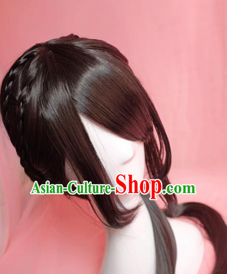 Traditional Chinese Qing Dynasty Nobility Lady Wigs Sheath Cosplay Ancient Goddess Female Swordsman Chignon for Women