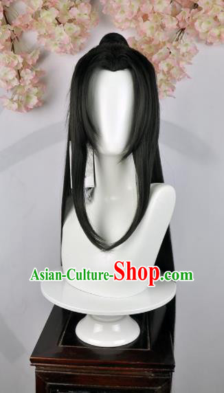 Traditional Chinese Cosplay Swordsman Wigs Sheath Ancient Taoist Prince Chignon for Men