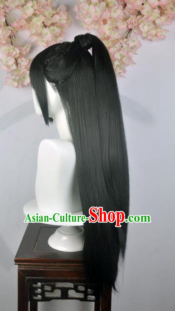 Traditional Chinese Cosplay Swordsman Wigs Sheath Ancient Nobility Childe Prince Chignon for Men