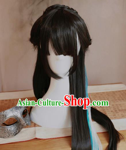 Traditional Chinese Ming Dynasty Wigs Cosplay Ancient Goddess Female Swordsman Chignon for Women