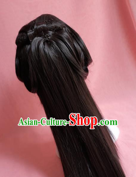 Traditional Chinese Ming Dynasty Wigs Sheath Cosplay Ancient Goddess Female Swordsman Chignon for Women