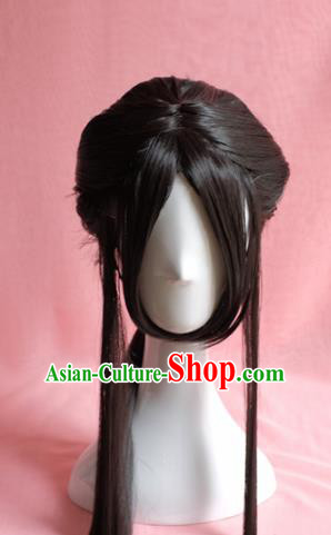 Traditional Chinese Han Dynasty Princess Wigs Sheath Cosplay Ancient Goddess Female Swordsman Chignon for Women