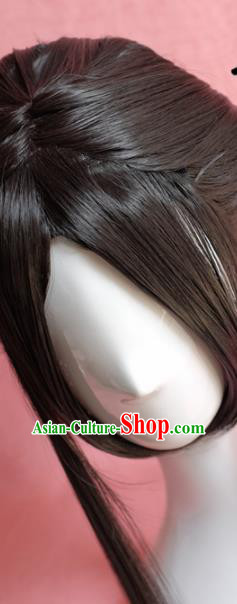 Traditional Chinese Han Dynasty Princess Wigs Sheath Cosplay Ancient Goddess Female Swordsman Chignon for Women