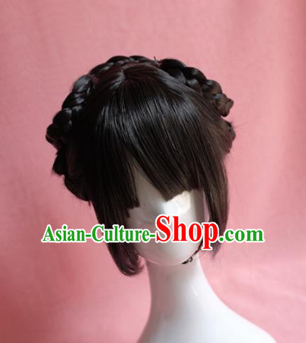 Traditional Chinese Song Dynasty Nobility Lady Wigs Sheath Cosplay Ancient Goddess Female Swordsman Chignon for Women