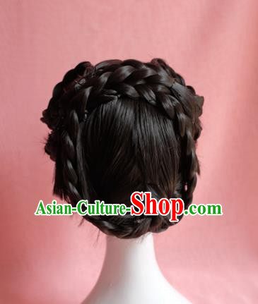 Traditional Chinese Song Dynasty Nobility Lady Wigs Sheath Cosplay Ancient Goddess Female Swordsman Chignon for Women