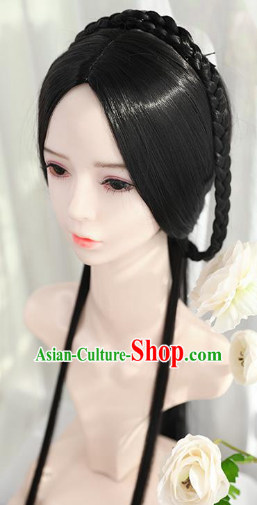 Traditional Chinese Cosplay Ming Dynasty Princess Wigs Sheath Ancient Female Swordsman Chignon for Women