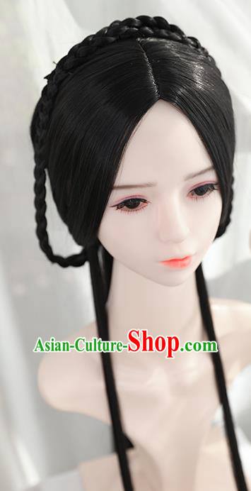 Traditional Chinese Cosplay Ming Dynasty Princess Wigs Sheath Ancient Female Swordsman Chignon for Women