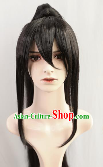 Traditional Chinese Cosplay Civilian Wigs Sheath Ancient Young Swordsman Chignon for Men