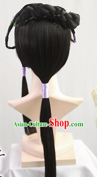 Traditional Chinese Cosplay Ming Dynasty Princess Wigs Sheath Ancient Nobility Lady Chignon for Women