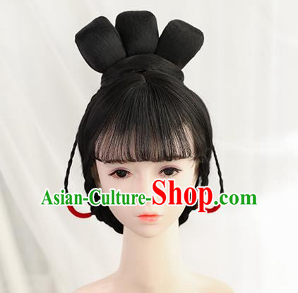 Traditional Chinese Cosplay Tang Dynasty Princess Wigs Sheath Ancient Nobility Lady Chignon for Women