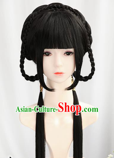 Traditional Chinese Cosplay Song Dynasty Princess Wigs Sheath Ancient Nobility Lady Chignon for Women