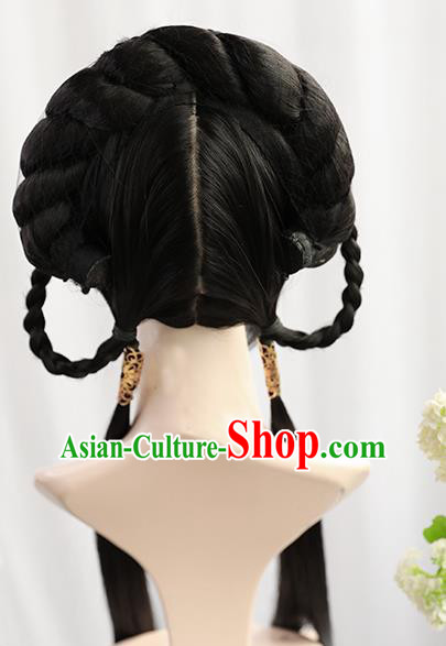 Traditional Chinese Cosplay Song Dynasty Princess Wigs Sheath Ancient Nobility Lady Chignon for Women