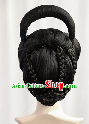 Traditional Chinese Cosplay Ming Dynasty Queen Wigs Sheath Ancient Nobility Lady Chignon for Women