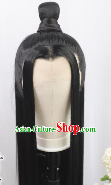 Traditional Chinese Cosplay Taoist Lan Wangji Wigs Sheath Ancient Young Swordsman Chignon for Men