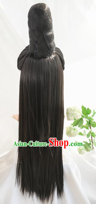 Traditional Chinese Cosplay Ming Dynasty Queen Wigs Sheath Ancient Goddess Mazu Nobility Lady Chignon for Women