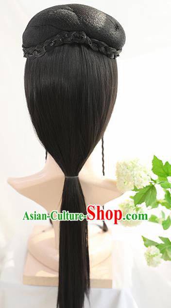 Traditional Chinese Cosplay Han Dynasty Queen Wigs Sheath Ancient Goddess Nobility Lady Chignon for Women