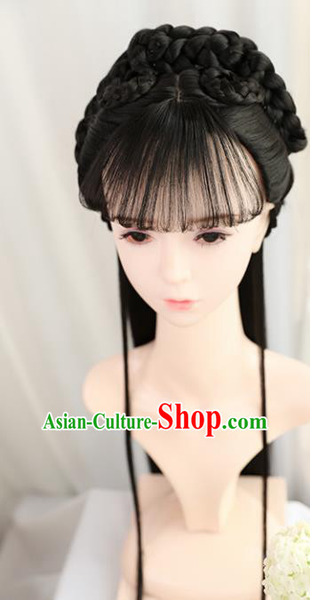 Traditional Chinese Cosplay Ming Dynasty Princess Goddess Wigs Sheath Ancient Nobility Lady Chignon for Women