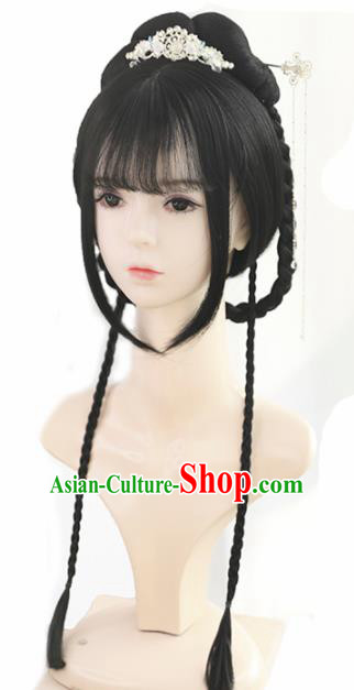 Traditional Chinese Cosplay Song Dynasty Princess Wigs Sheath Ancient Nobility Lady Chignon for Women