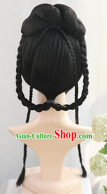 Traditional Chinese Cosplay Song Dynasty Princess Wigs Sheath Ancient Nobility Lady Chignon for Women