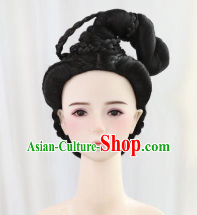 Traditional Chinese Cosplay Ming Dynasty Nobility Lady Wigs Sheath Ancient Queen Chignon for Women