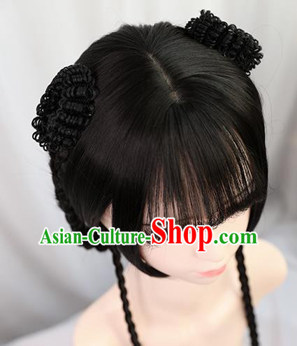 Traditional Chinese Cosplay Song Dynasty Nobility Lady Wigs Sheath Ancient Queen Chignon for Women