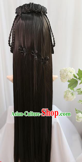 Traditional Chinese Cosplay Jin Dynasty Nobility Lady Wigs Sheath Ancient Princess Chignon for Women