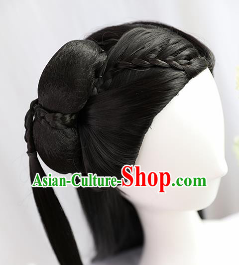 Traditional Chinese Cosplay Ming Dynasty Nobility Lady Wigs Sheath Ancient Princess Chignon for Women