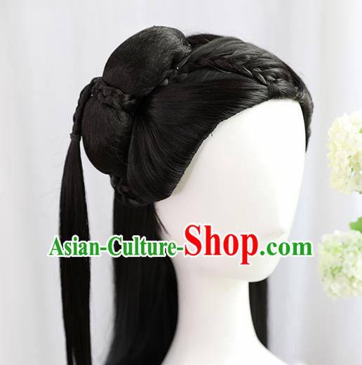 Traditional Chinese Cosplay Ming Dynasty Nobility Lady Wigs Sheath Ancient Princess Chignon for Women