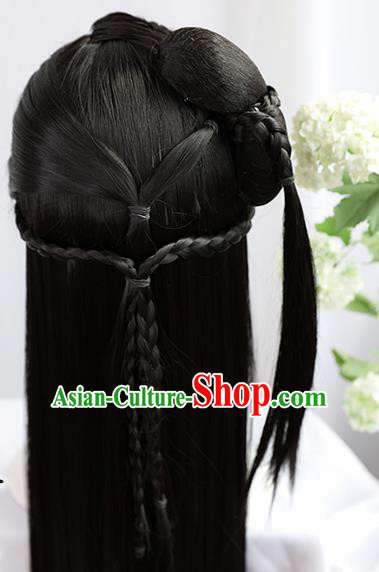 Traditional Chinese Cosplay Ming Dynasty Nobility Lady Wigs Sheath Ancient Princess Chignon for Women