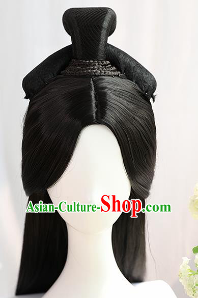 Traditional Chinese Cosplay Jin Dynasty Nobility Lady Wedding Wigs Sheath Ancient Princess Chignon for Women