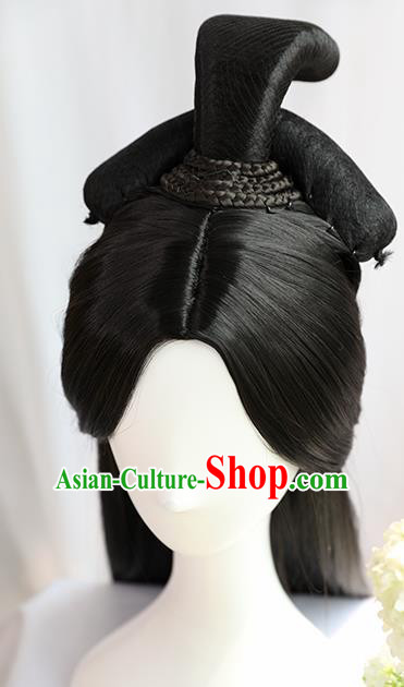 Traditional Chinese Cosplay Jin Dynasty Nobility Lady Wedding Wigs Sheath Ancient Princess Chignon for Women