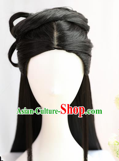 Traditional Chinese Cosplay Song Dynasty Nobility Lady Wedding Wigs Sheath Ancient Princess Chignon for Women