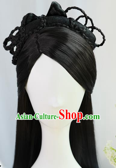 Traditional Chinese Cosplay Wei Dynasty Nobility Lady Wigs Sheath Ancient Princess Chignon for Women