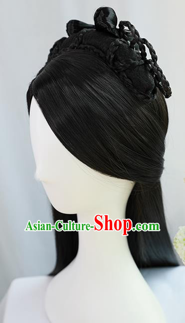 Traditional Chinese Cosplay Wei Dynasty Nobility Lady Wigs Sheath Ancient Princess Chignon for Women