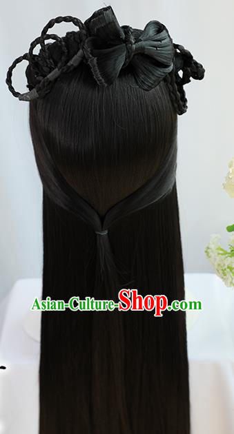 Traditional Chinese Cosplay Wei Dynasty Nobility Lady Wigs Sheath Ancient Princess Chignon for Women