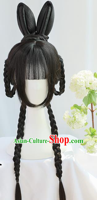 Traditional Chinese Cosplay Song Dynasty Nobility Lady Wigs Sheath Ancient Fairy Yu Tu Chignon for Women