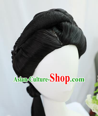 Traditional Chinese Cosplay Ming Dynasty Nobility Lady Wigs Sheath Ancient Court Queen Chignon for Women