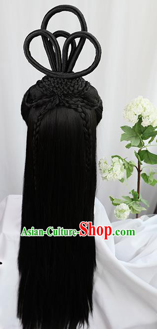 Traditional Chinese Cosplay Jin Dynasty Palace Princess Wigs Sheath Ancient Flying Apsaras Chignon for Women