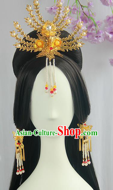 Traditional Chinese Cosplay Tang Dynasty Palace Queen Wigs Sheath Ancient Flying Apsaras Chignon for Women