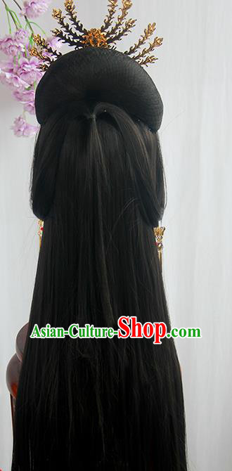 Traditional Chinese Cosplay Tang Dynasty Palace Queen Wigs Sheath Ancient Flying Apsaras Chignon for Women
