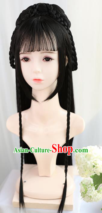 Traditional Chinese Cosplay Song Dynasty Palace Queen Wigs Sheath Ancient Flying Apsaras Chignon for Women