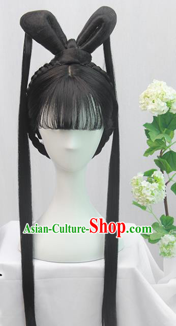 Traditional Chinese Cosplay Ming Dynasty Young Lady Wigs Sheath Ancient Flying Apsaras Chignon for Women