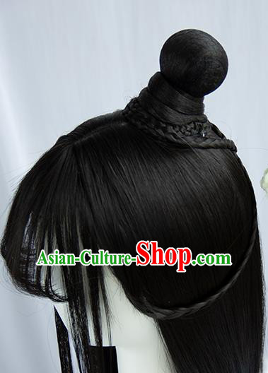Traditional Chinese Cosplay Jin Dynasty Nobility Lady Wigs Sheath Ancient Flying Apsaras Chignon for Women