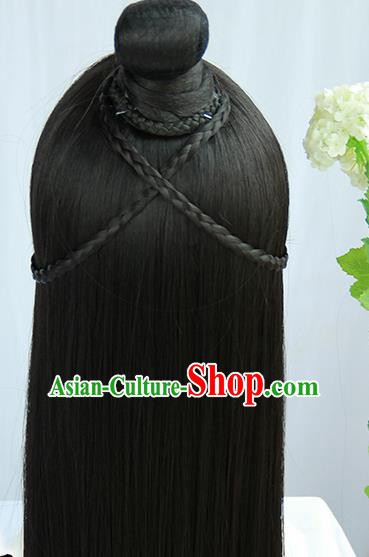 Traditional Chinese Cosplay Jin Dynasty Nobility Lady Wigs Sheath Ancient Flying Apsaras Chignon for Women