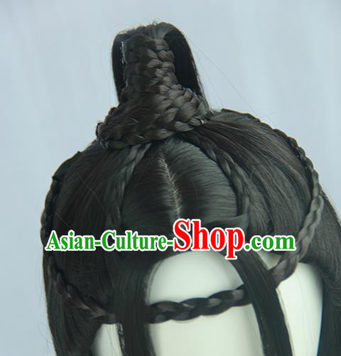 Traditional Chinese Cosplay Jin Dynasty Court Lady Wigs Sheath Ancient Flying Apsaras Chignon for Women