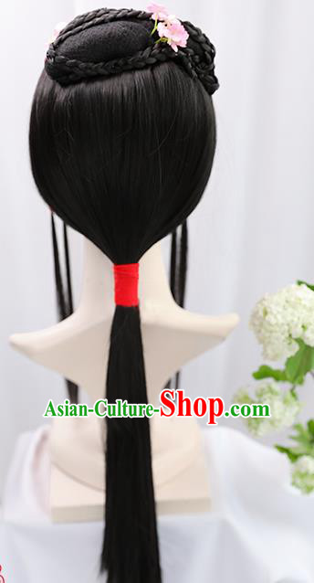 Traditional Chinese Cosplay Ming Dynasty Court Lady Lin Daiyu Wigs Sheath Ancient Flying Apsaras Chignon for Women